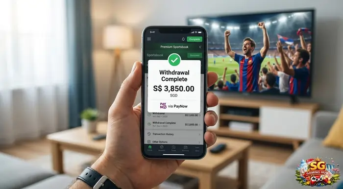 Smartphone showing a successful PayNow withdrawal from a top World Cup 2026 betting site in Singapore.