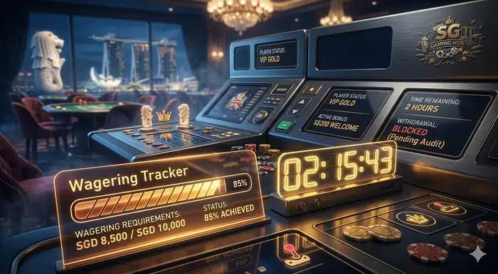 Visualizing casino bonus expiry rules and time limits with a digital countdown timer and wagering progress bar.
